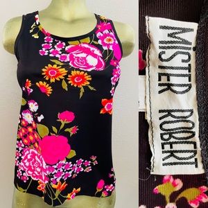 MISTER ROBERT Vintage MCM Silky FLORAL Tank TOP Medium